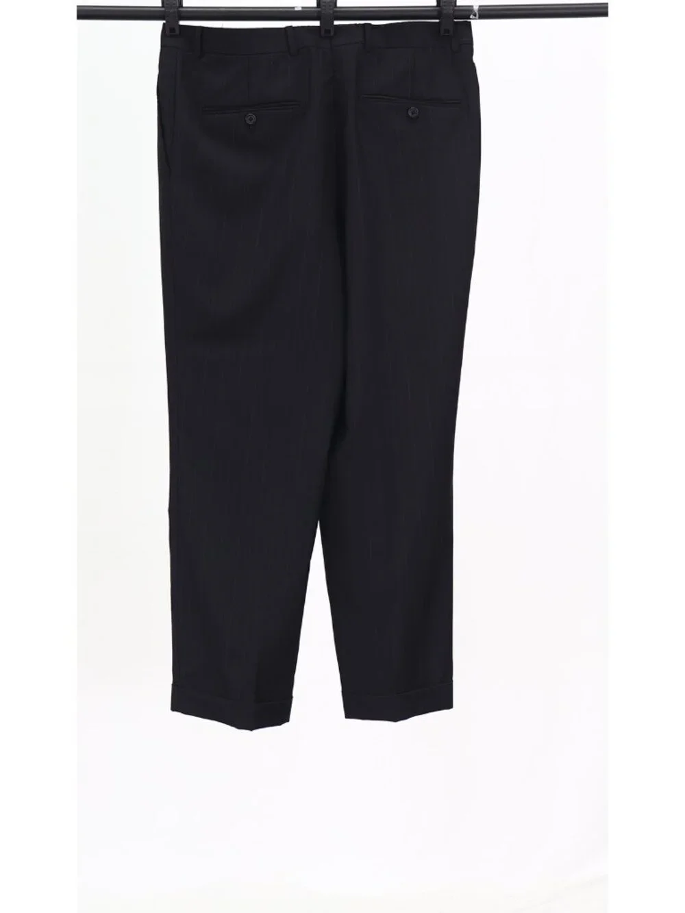 Hickey Freeman 40S 34x28 Black Full Suit 2-Button Stripe R971